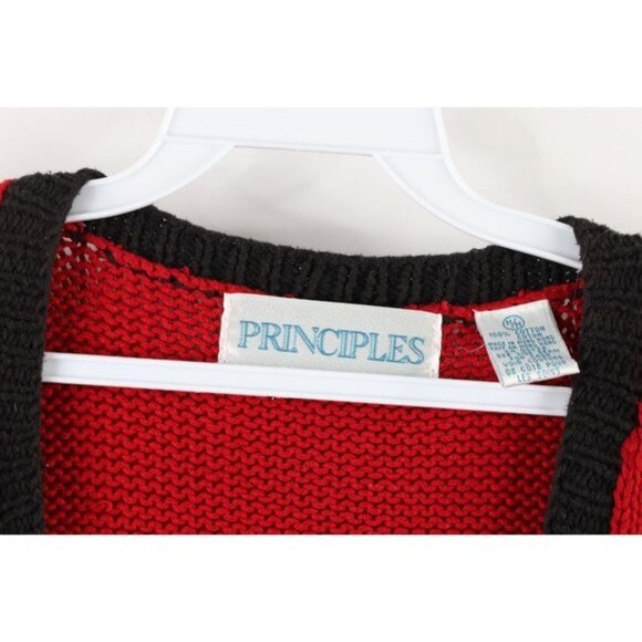 Vintage 90s Streetwear Medium Christmas Ornaments Knit Cardigan Sweater Vest - Picture 8 of 12